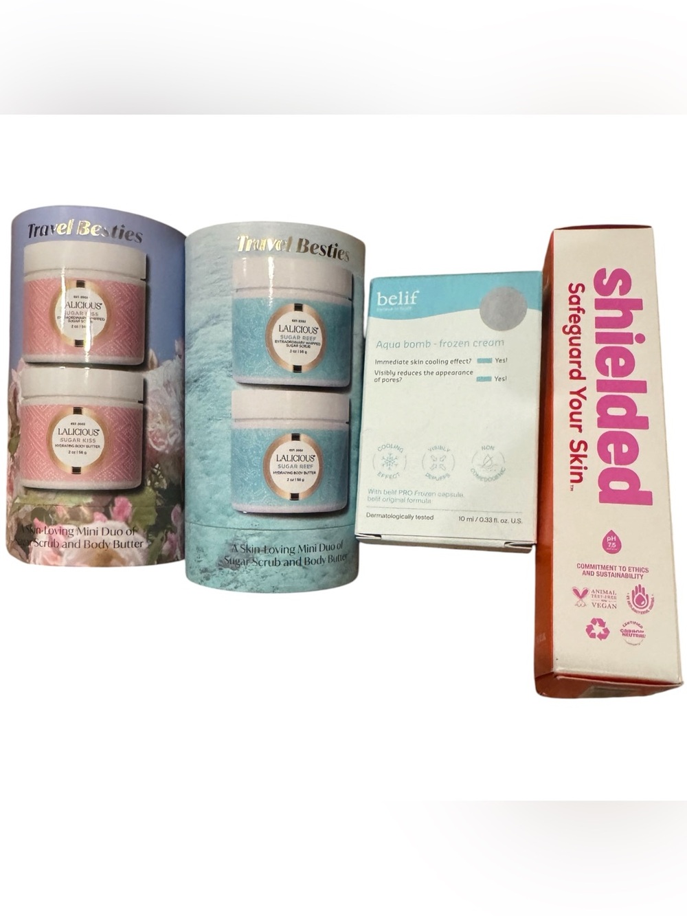 Beauty Skincare Lot of 4 Items, Full Size Lalicious Belif Shielded Excellent